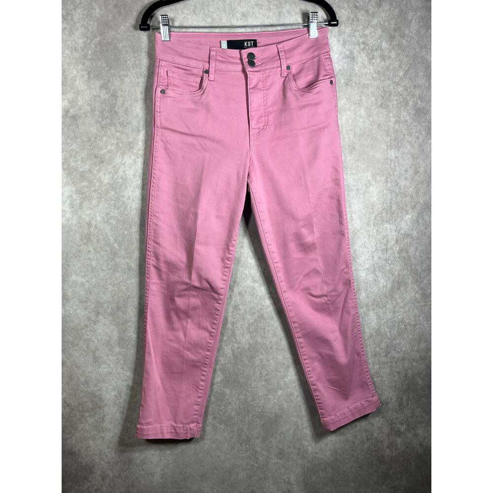 Kut From The Kloth Lauren Fab Ab Straight Leg Jeans Womens 4 Pink Denim‎ Stretch
